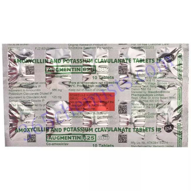 AUGMENTIN 625 DUO 500+125 MG TABLET 10 AUGMENTIN 625 DUO 500+125 MG TABLET 10