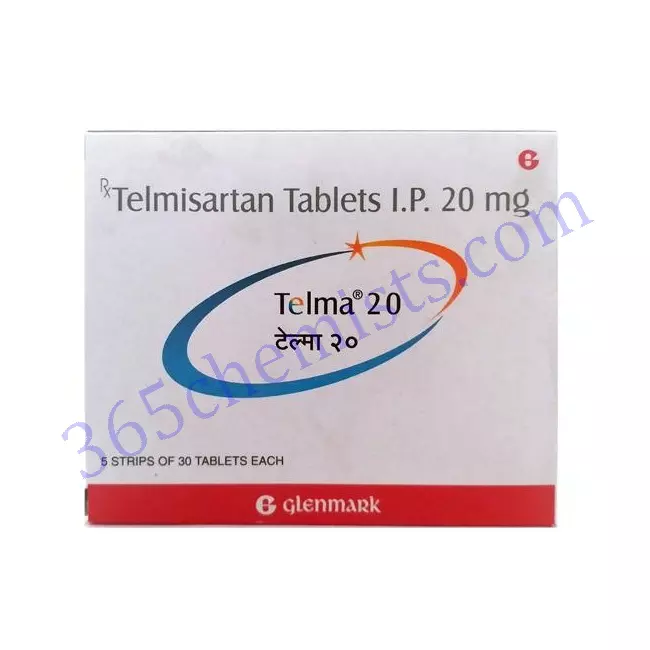 Telma-20-Telmisartan-Tablets-20mg Buy Telma 20 Tablets Online For sale at AllDaygeneric. Know about Telmisartan 80mg tablets Price, Reviews, Dosage, Compositions, How does it works and Side Effects.365chemists.com