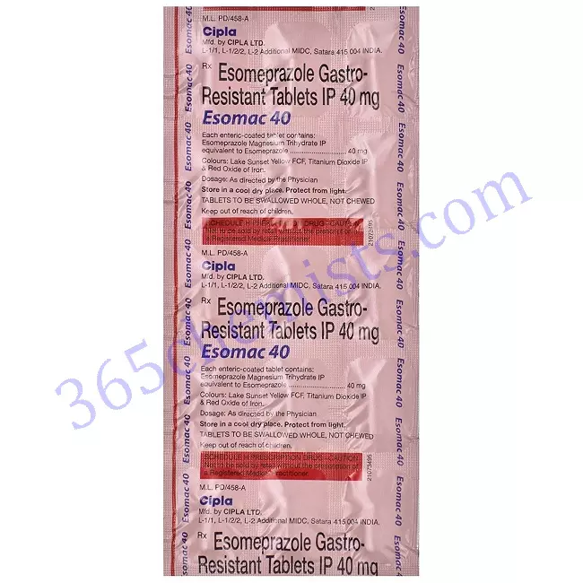 ESOMAC 40 MG TABLET 15 ESOMAC 40 MG TABLET 15