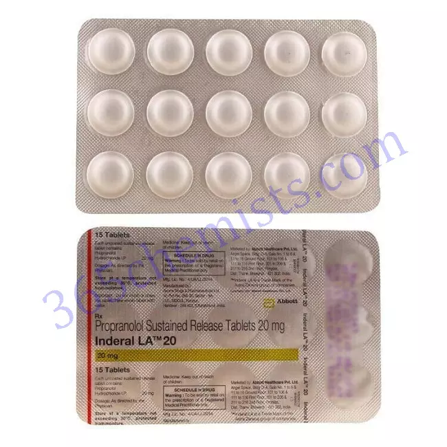 INDERAL LA 20 MG TABLET 15 INDERAL LA 20 MG TABLET 15