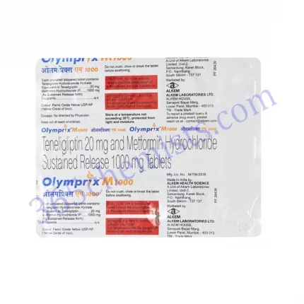 OLYMPRIX M 20+1000 MG TABLET 15