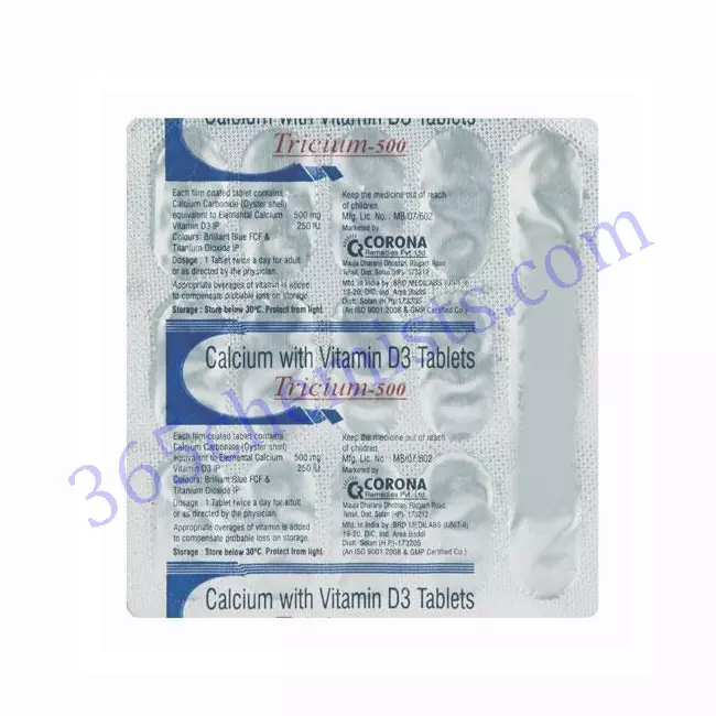 TRICIUM 500 MG+250IU TABLET 15 TRICIUM 500 MG+250IU TABLET 15