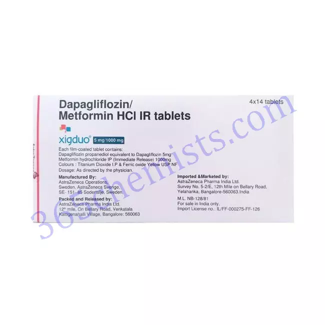 XIGDUO IR 5+1000 MG TABLET 14 XIGDUO IR 5+1000 MG TABLET 14