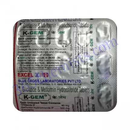 K GEM 80+500 MG TABLET 15