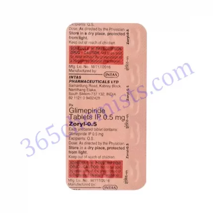 ZORYL 0.5 MG TABLET 15