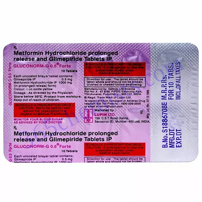 GLUCONORM G 0.5 FORTE TAB 10TAB GLUCONORM G 0.5 FORTE TAB 10TAB