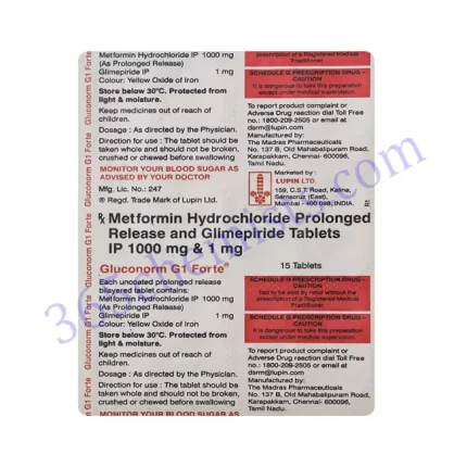 GLUCONORM G1 FORTE 1 1000MG TABLET 15