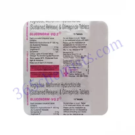 GLUCONORM VG 2 TABLET SR 15'S